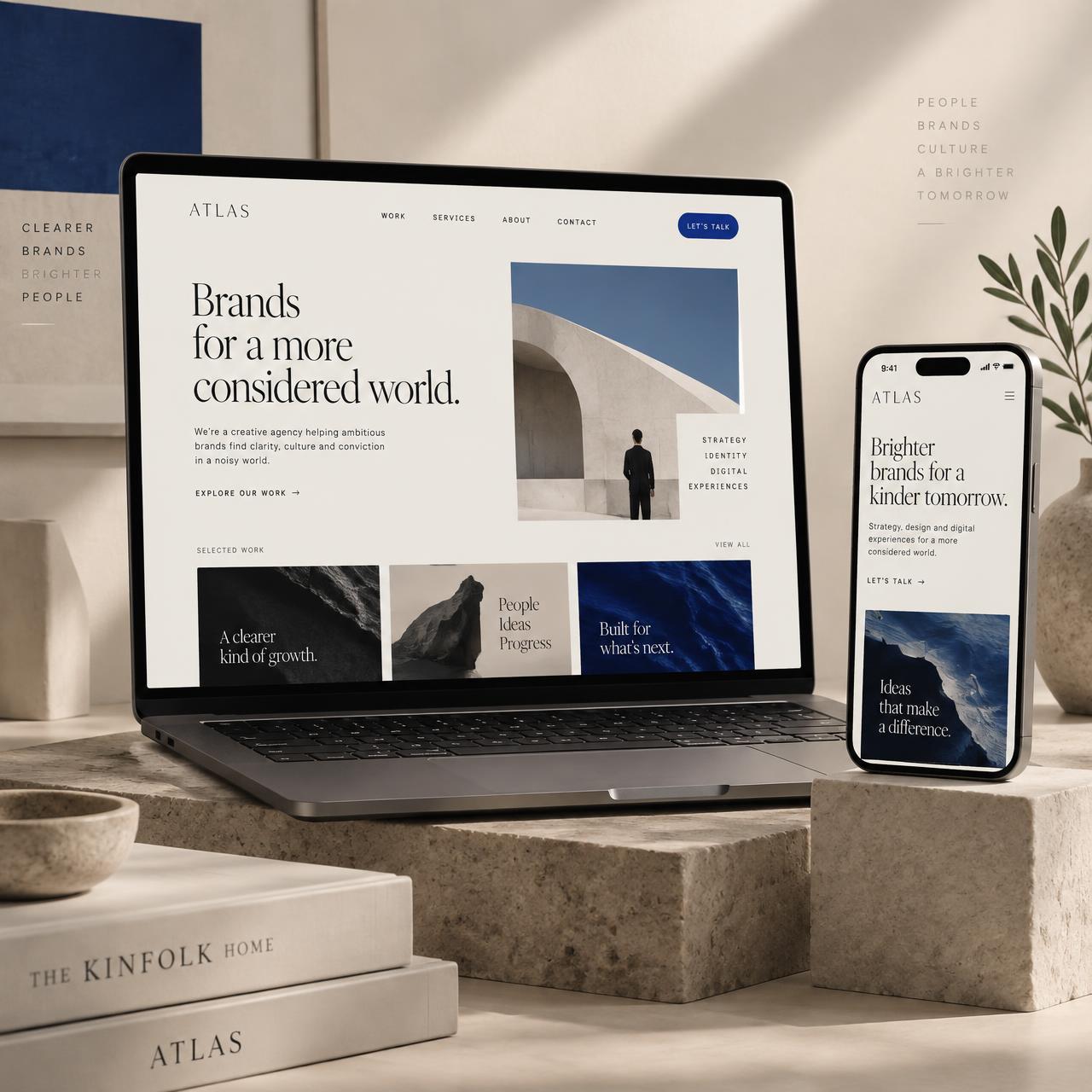 Website and mobile design mockups created by Graphics by Nay